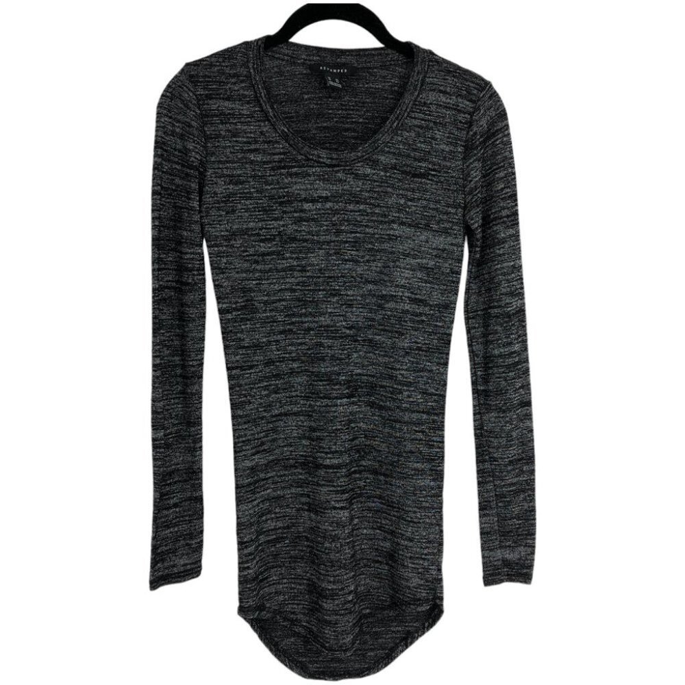 Revamped Dark Grey Heathered Long Sleeve Crew Neck Shirt size XS